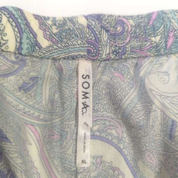 Soma Cotton Poplin Pajama Shorts In Global Paisley - Picture 4 of 12